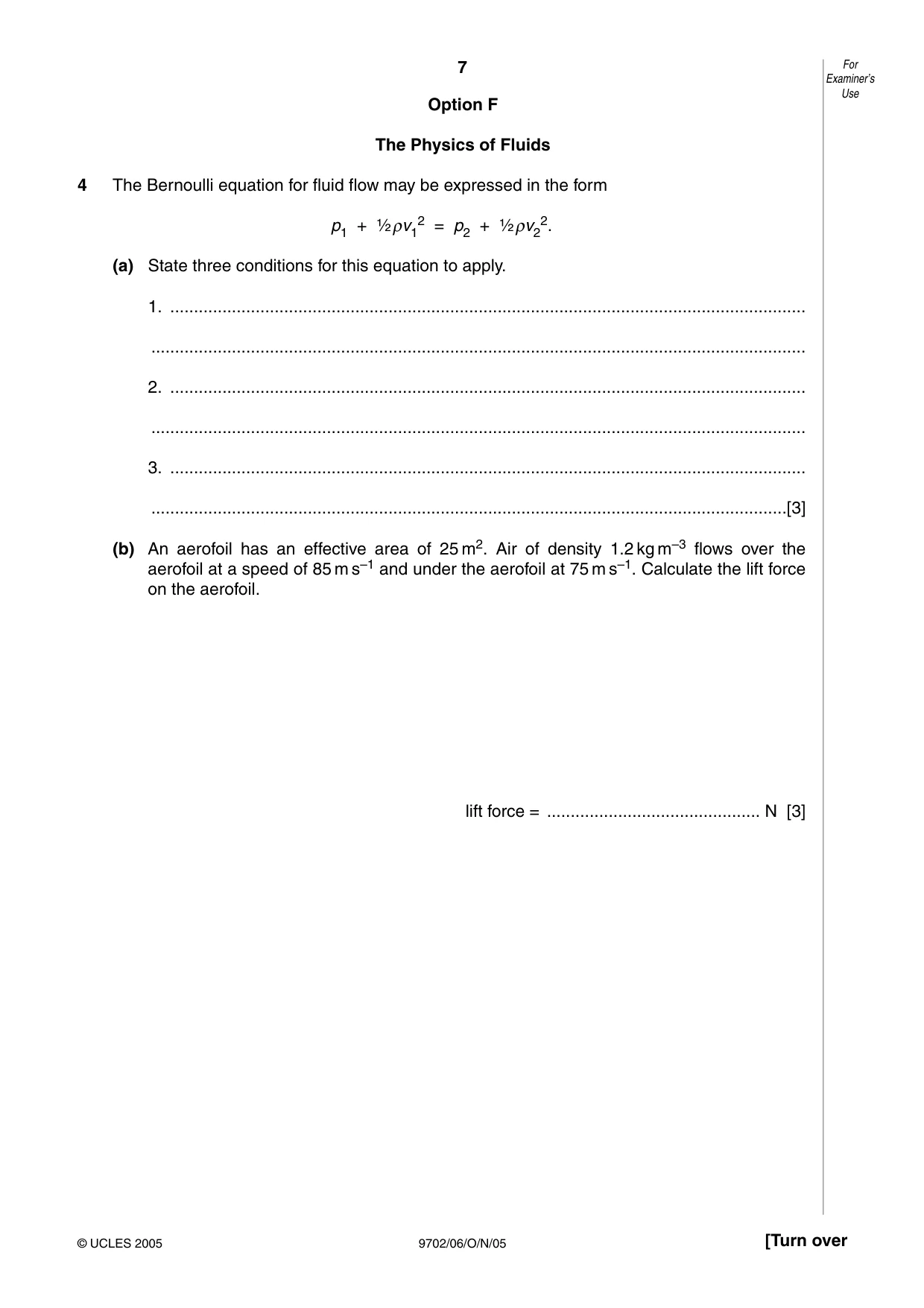 Cambridge A Level Physics 9702 2005 Oct/Nov Paper 6 · Variant 1 question paper, page 7 of 20