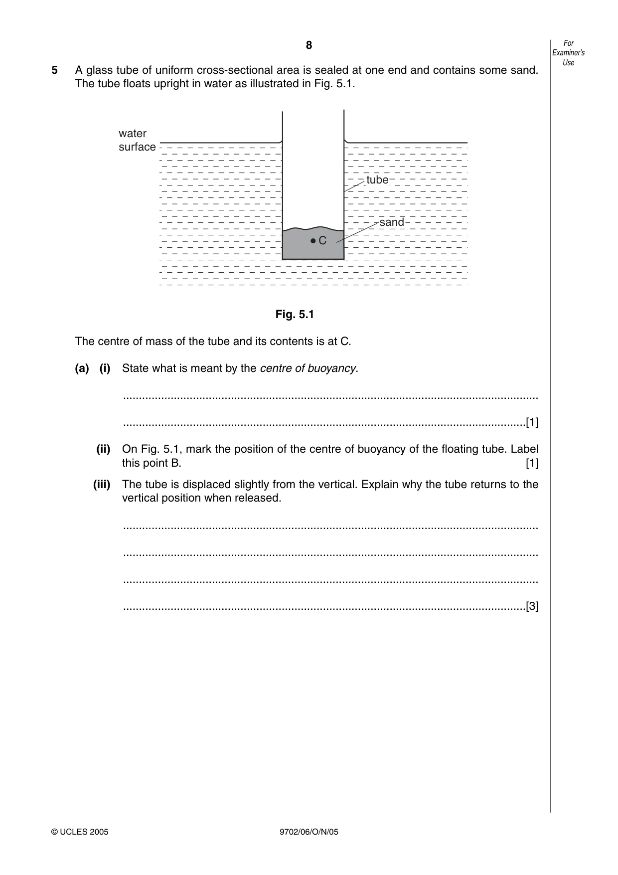 Cambridge A Level Physics 9702 2005 Oct/Nov Paper 6 · Variant 1 question paper, page 8 of 20