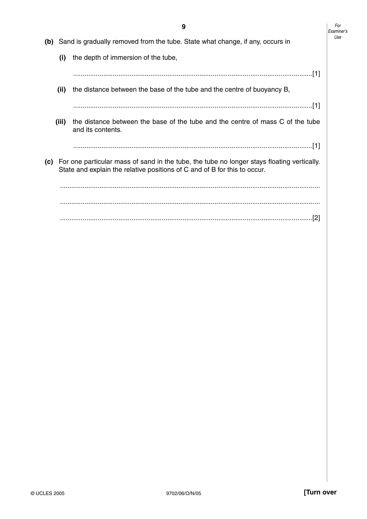Cambridge A Level Physics 9702 2005 Oct/Nov Paper 6 · Variant 1 question paper, page 9 of 20