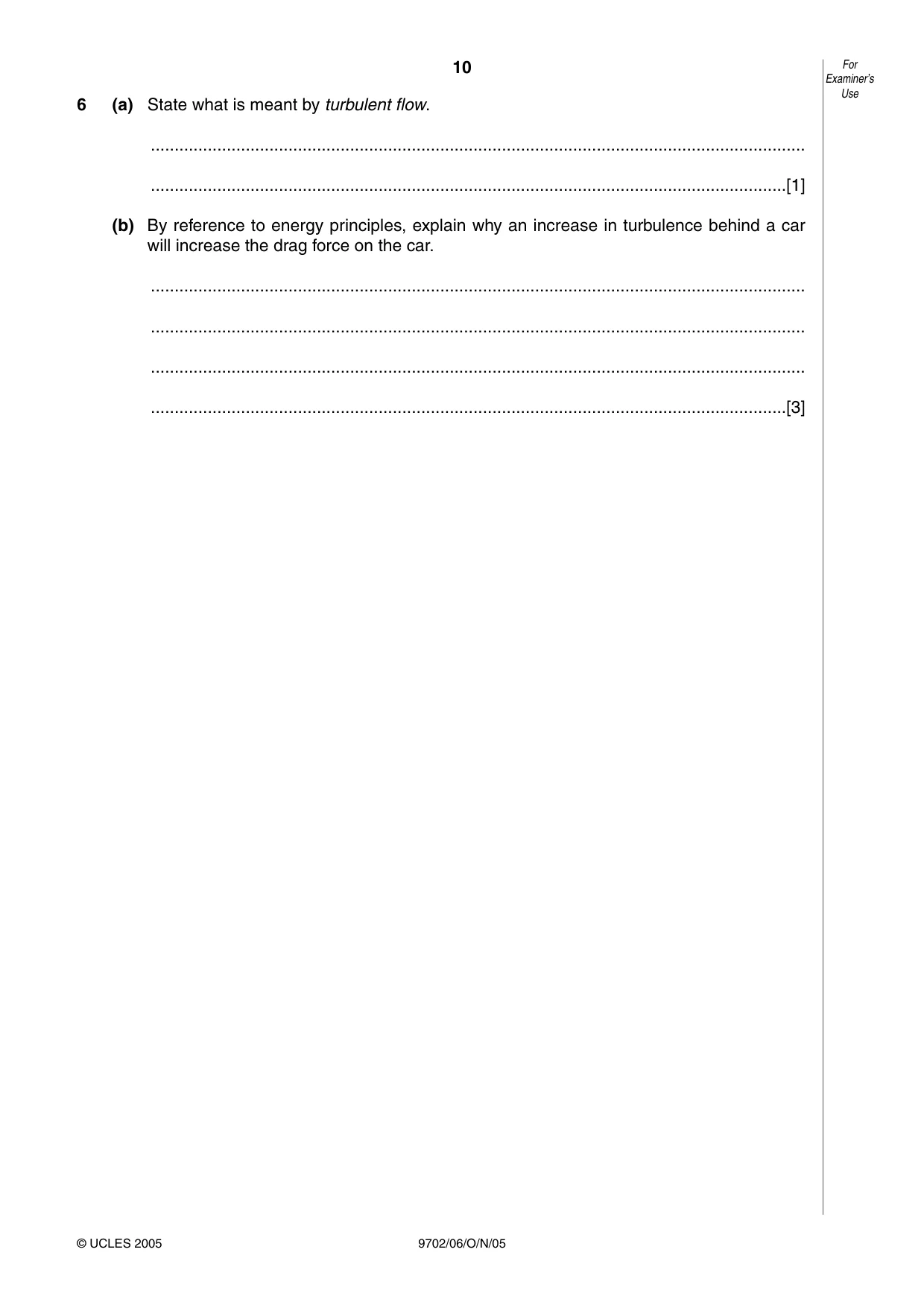 Cambridge A Level Physics 9702 2005 Oct/Nov Paper 6 · Variant 1 question paper, page 10 of 20