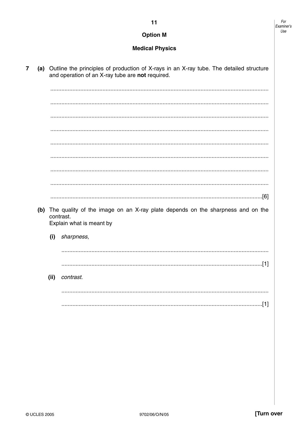Cambridge A Level Physics 9702 2005 Oct/Nov Paper 6 · Variant 1 question paper, page 11 of 20