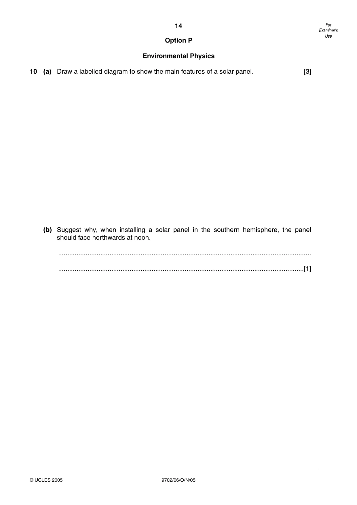 Cambridge A Level Physics 9702 2005 Oct/Nov Paper 6 · Variant 1 question paper, page 14 of 20
