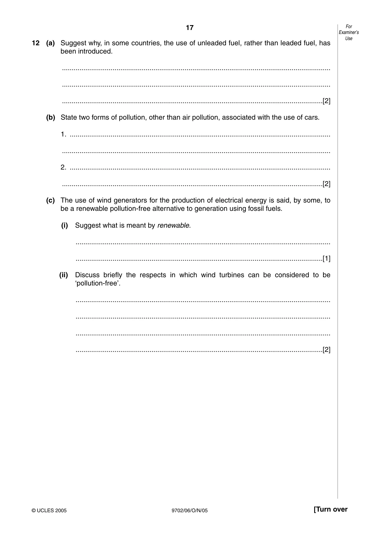 Cambridge A Level Physics 9702 2005 Oct/Nov Paper 6 · Variant 1 question paper, page 17 of 20