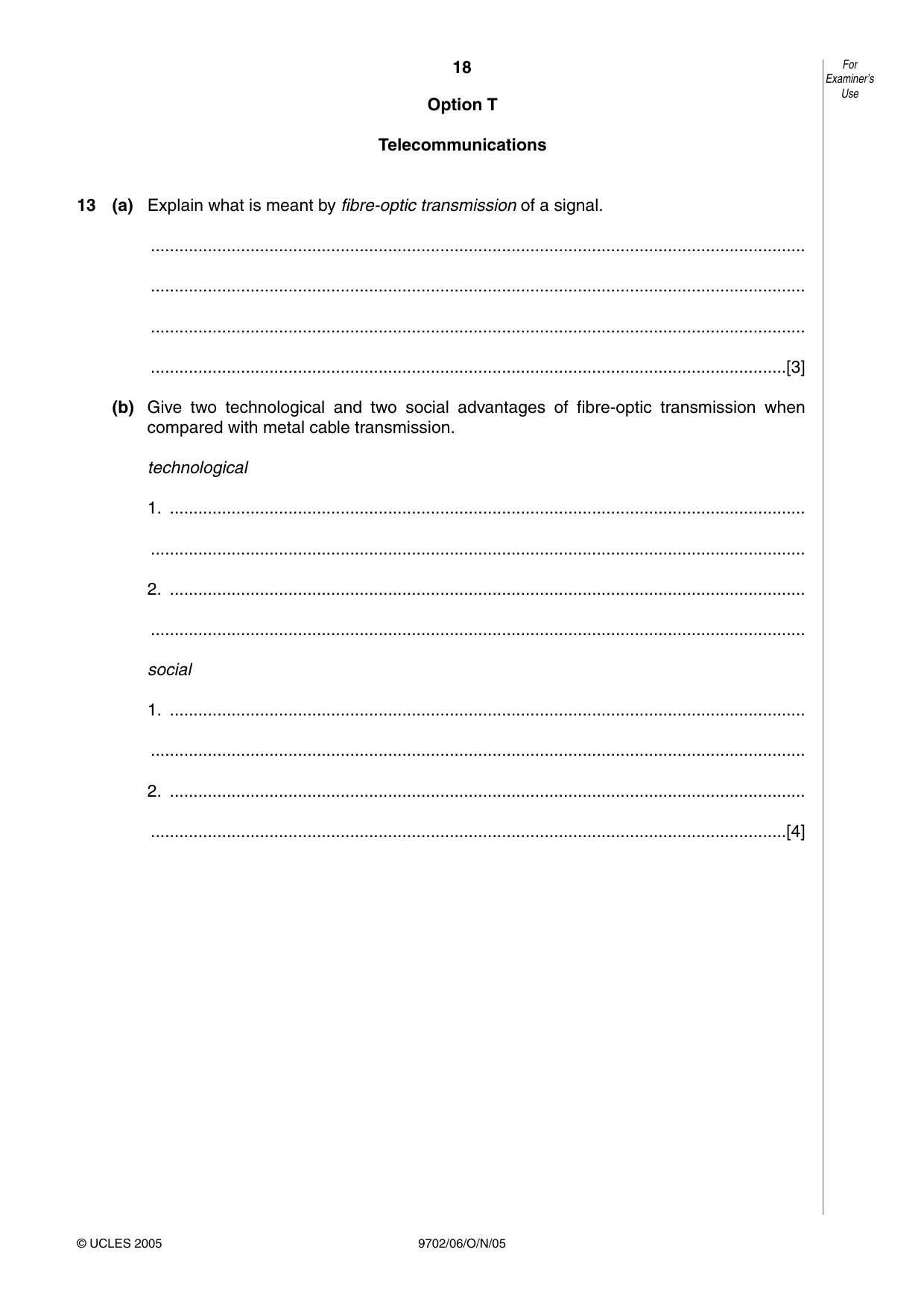 Cambridge A Level Physics 9702 2005 Oct/Nov Paper 6 · Variant 1 question paper, page 18 of 20