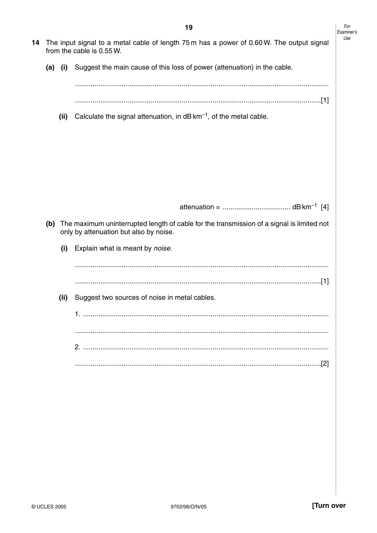 Cambridge A Level Physics 9702 2005 Oct/Nov Paper 6 · Variant 1 question paper, page 19 of 20