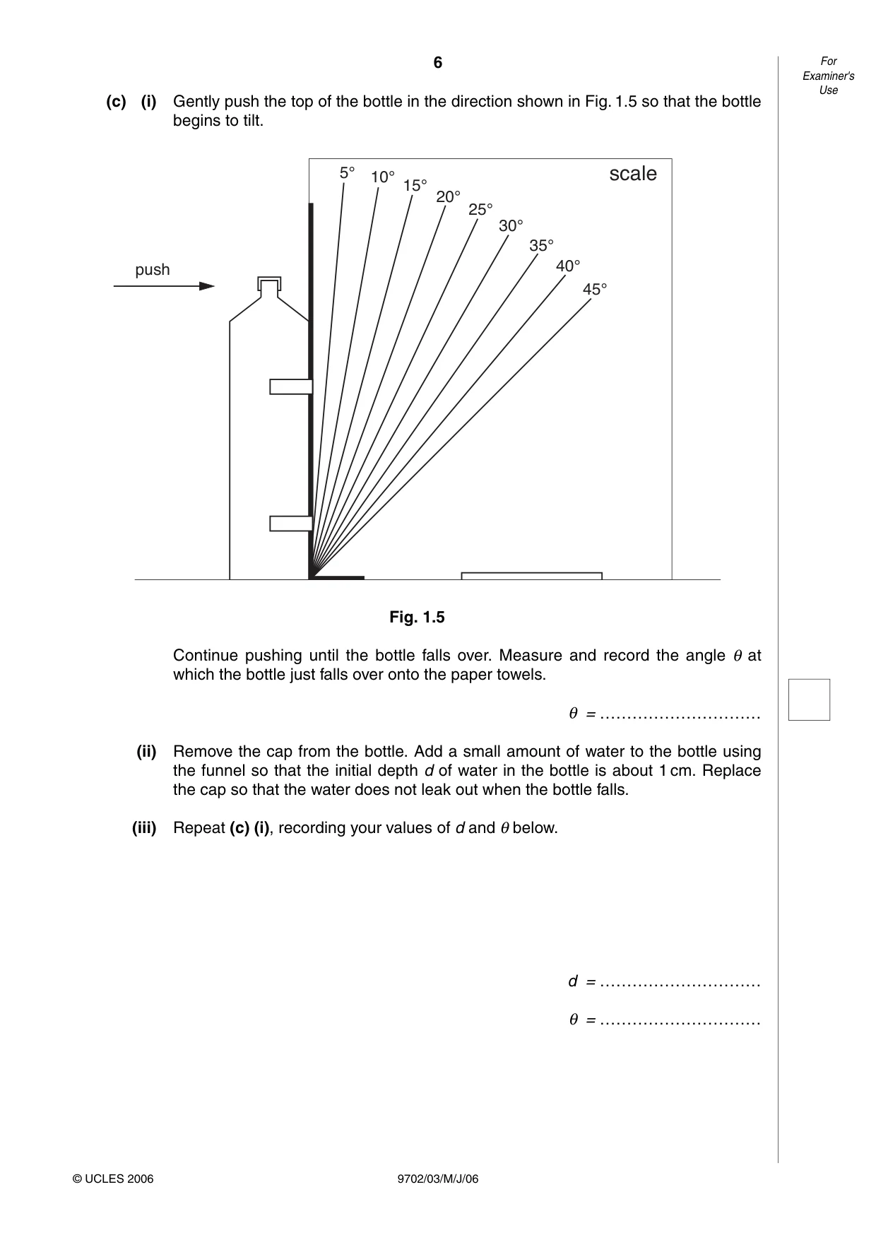 Cambridge A Level Physics 9702 2006 May/June Paper 3 · Variant 1 question paper, page 6 of 12