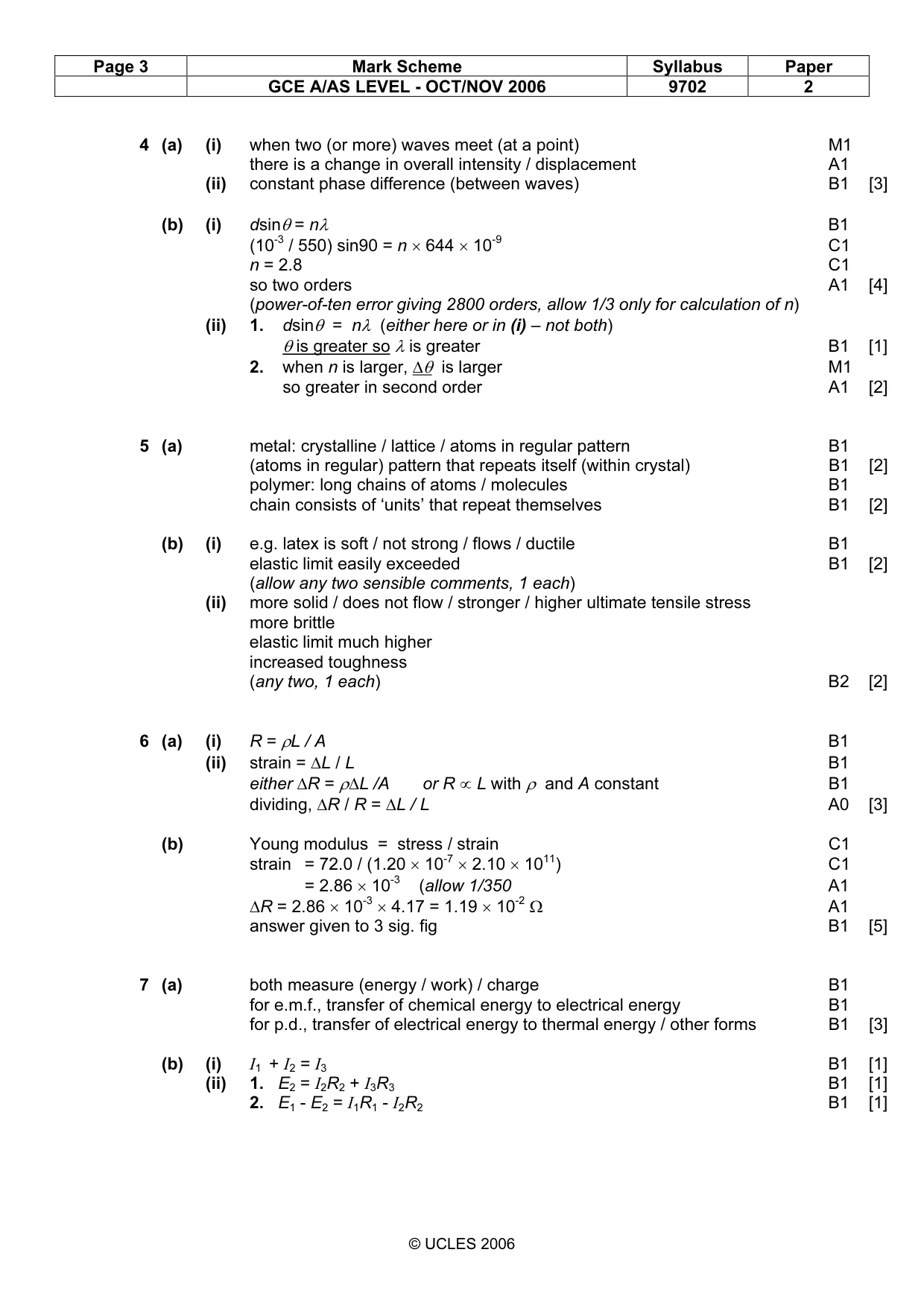 Mark scheme, page 3 of 3