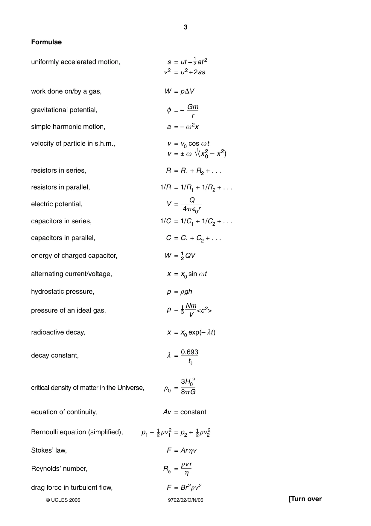 Cambridge A Level Physics 9702 2006 Oct/Nov Paper 2 · Variant 1 question paper, page 3 of 16