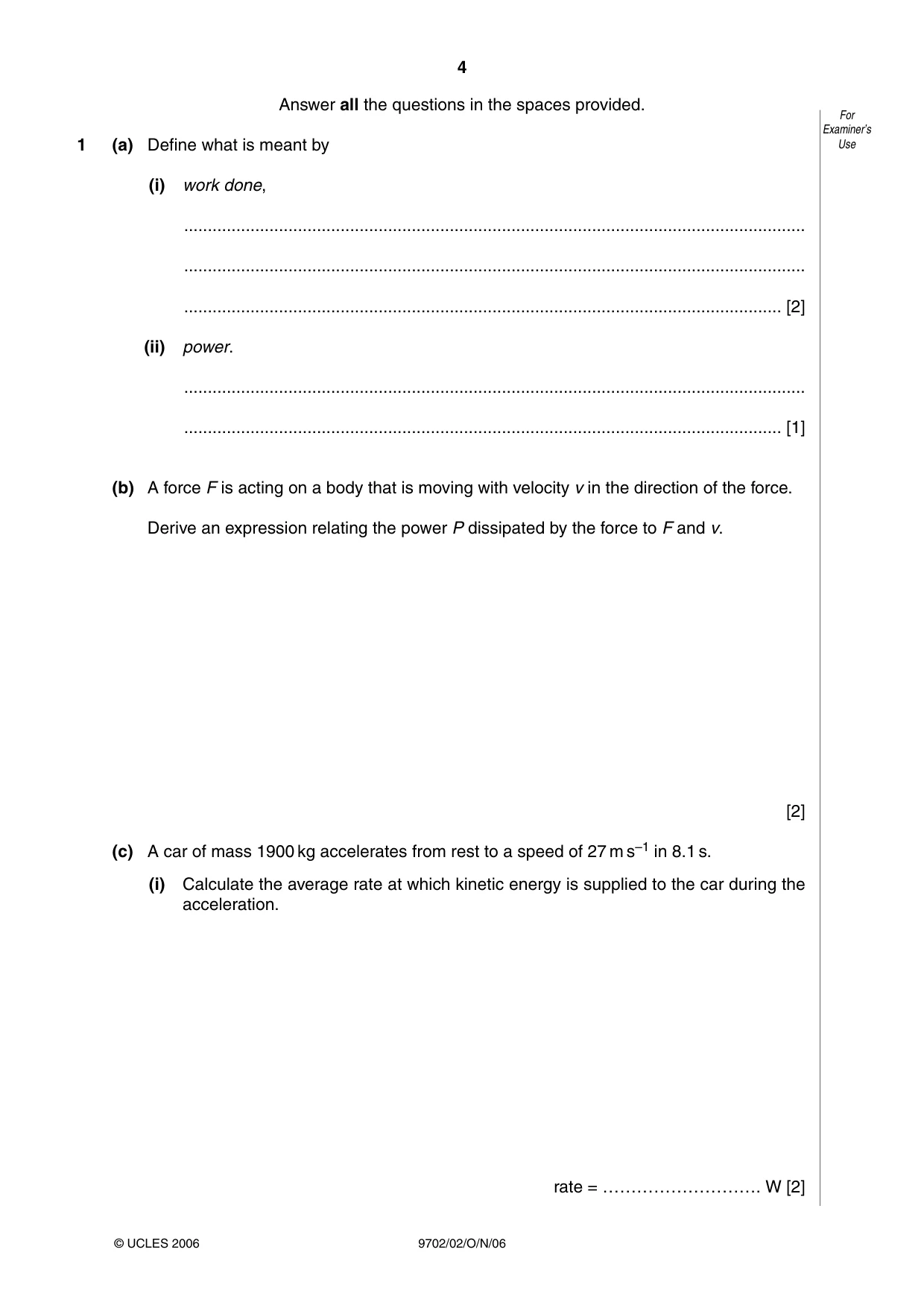 Cambridge A Level Physics 9702 2006 Oct/Nov Paper 2 · Variant 1 question paper, page 4 of 16