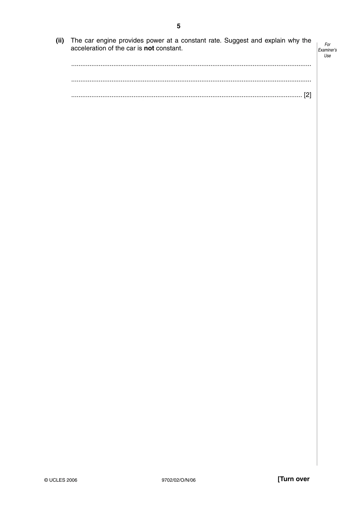 Cambridge A Level Physics 9702 2006 Oct/Nov Paper 2 · Variant 1 question paper, page 5 of 16