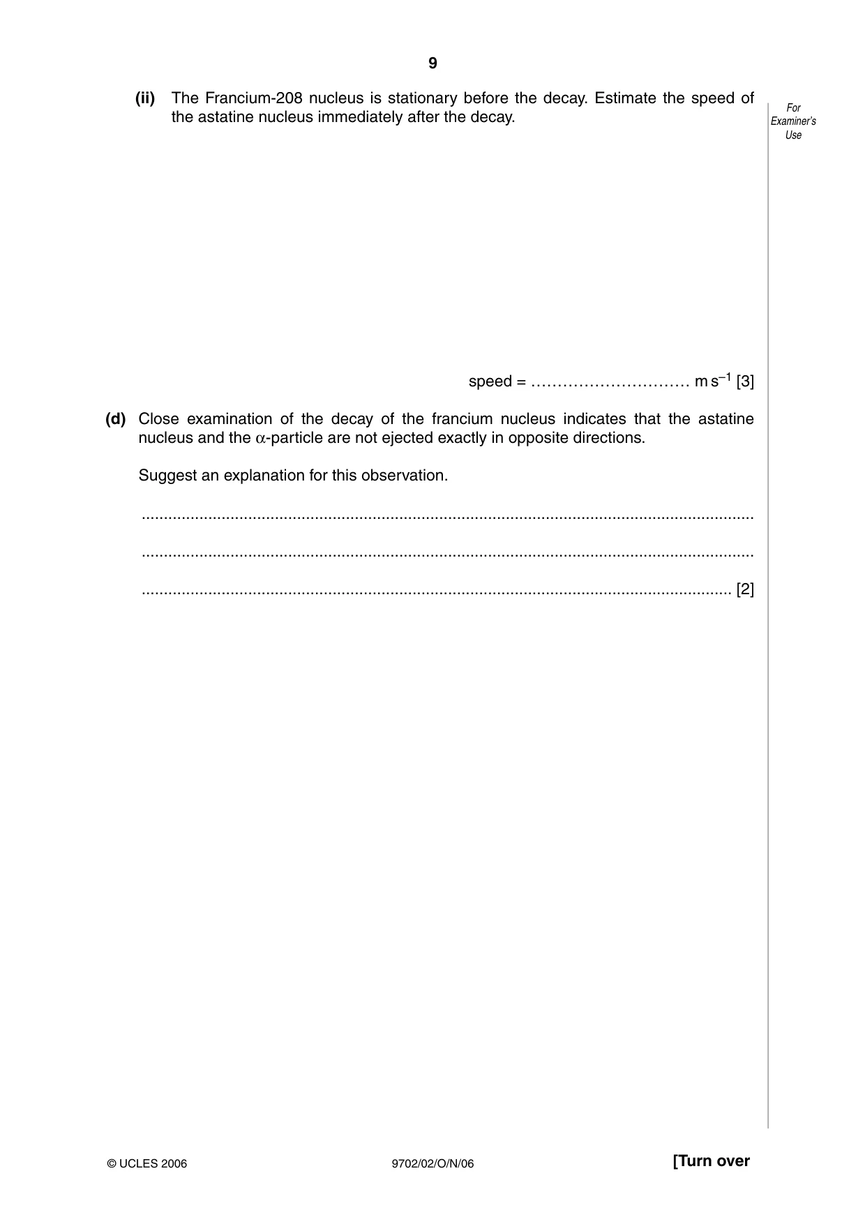 Cambridge A Level Physics 9702 2006 Oct/Nov Paper 2 · Variant 1 question paper, page 9 of 16