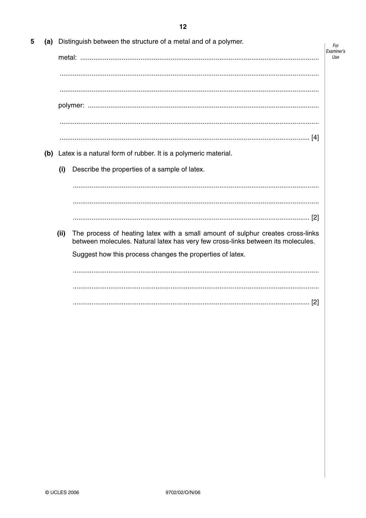 Cambridge A Level Physics 9702 2006 Oct/Nov Paper 2 · Variant 1 question paper, page 12 of 16