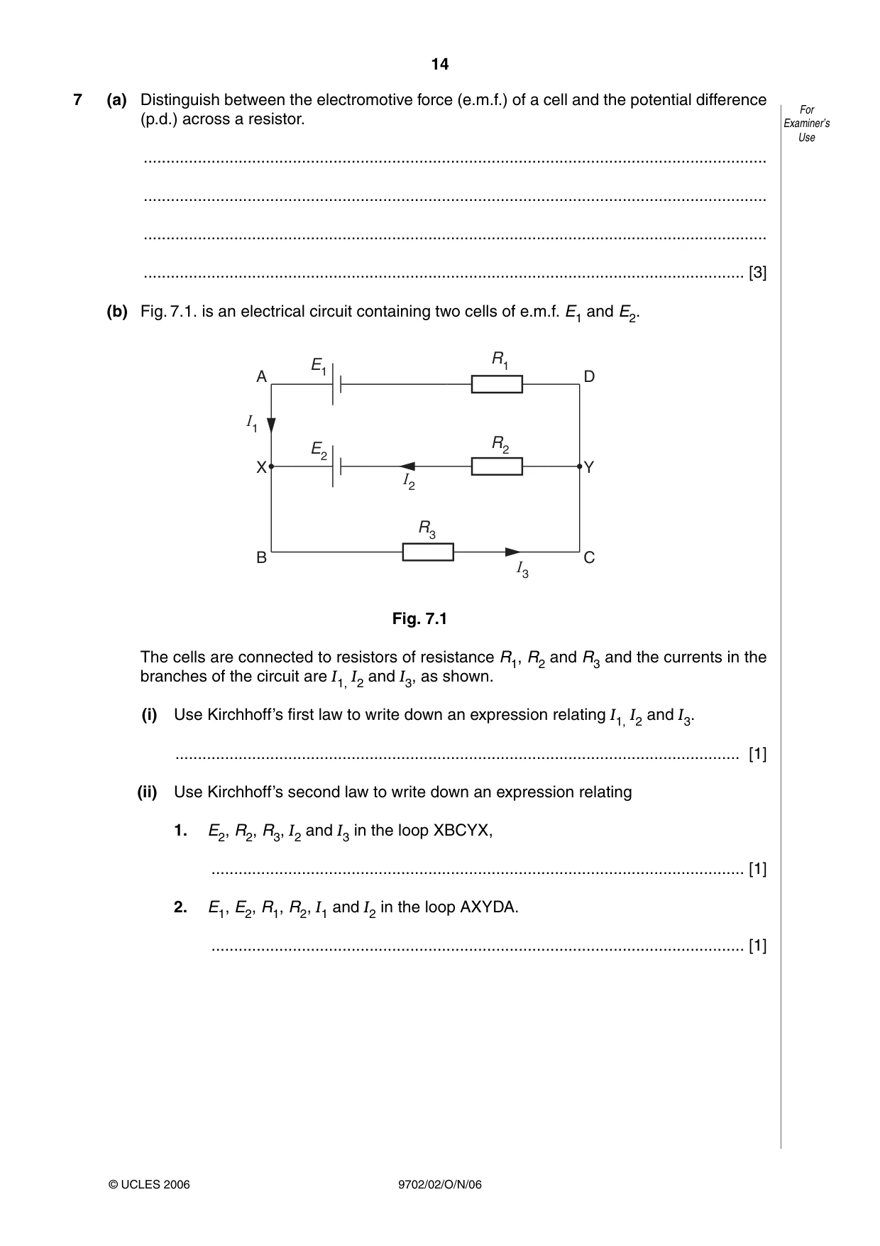 Cambridge A Level Physics 9702 2006 Oct/Nov Paper 2 · Variant 1 question paper, page 14 of 16