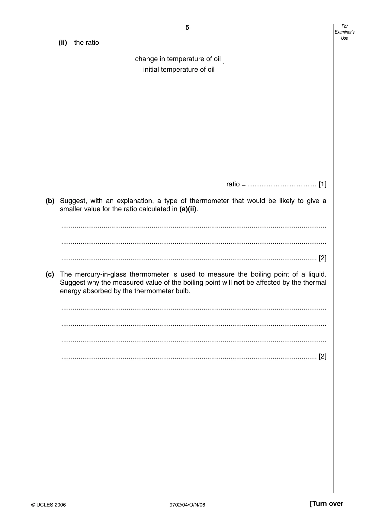 Cambridge A Level Physics 9702 2006 Oct/Nov Paper 4 · Variant 1 question paper, page 5 of 16
