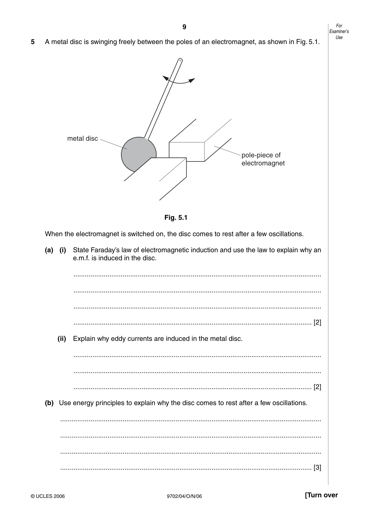 Cambridge A Level Physics 9702 2006 Oct/Nov Paper 4 · Variant 1 question paper, page 9 of 16