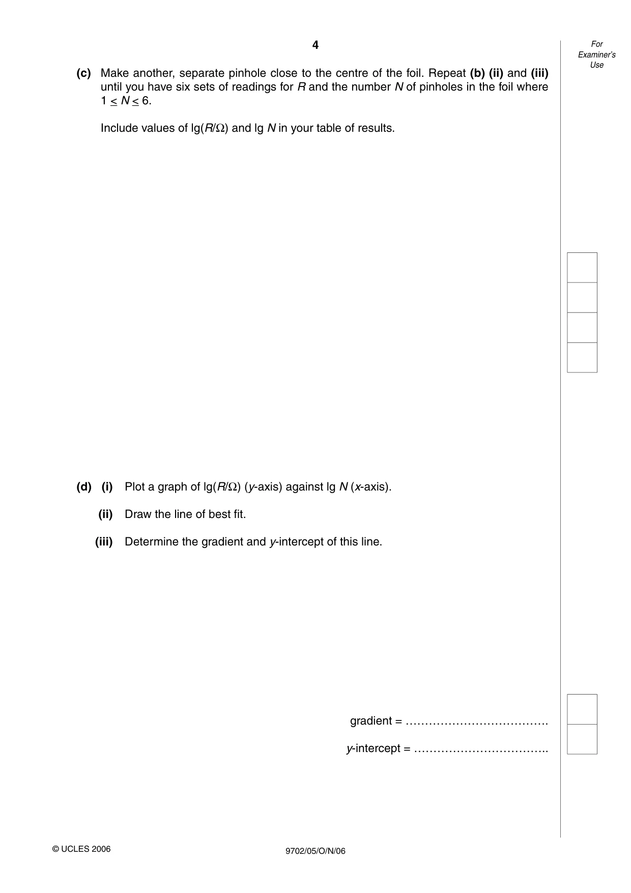 Cambridge A Level Physics 9702 2006 Oct/Nov Paper 5 · Variant 1 question paper, page 4 of 12