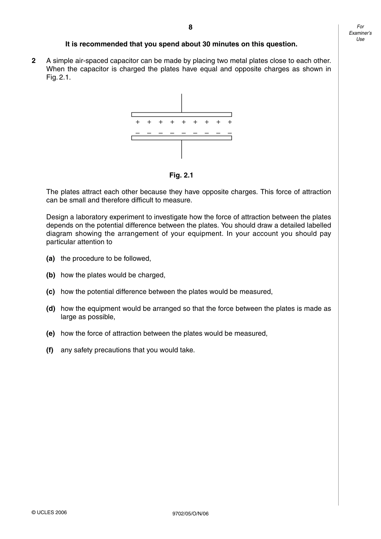 Cambridge A Level Physics 9702 2006 Oct/Nov Paper 5 · Variant 1 question paper, page 8 of 12