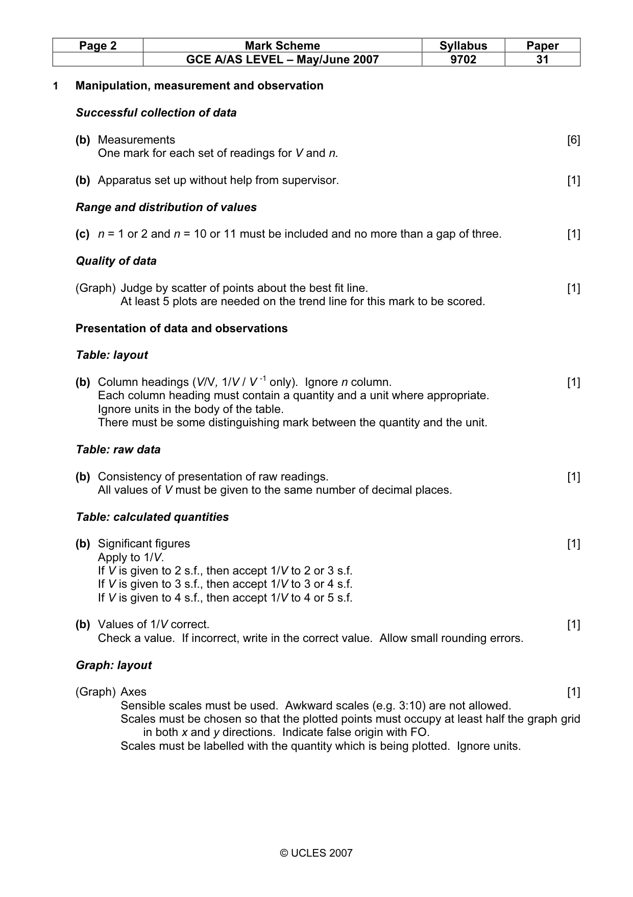 Mark scheme, page 2 of 5