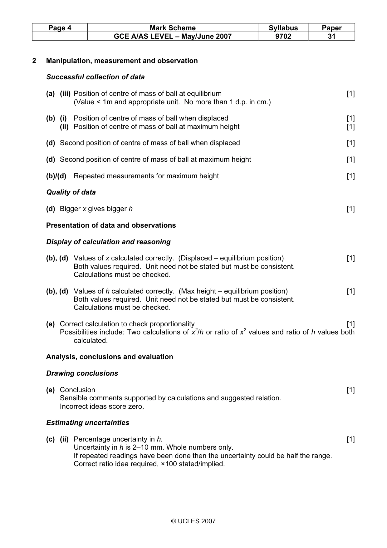 Mark scheme, page 4 of 5