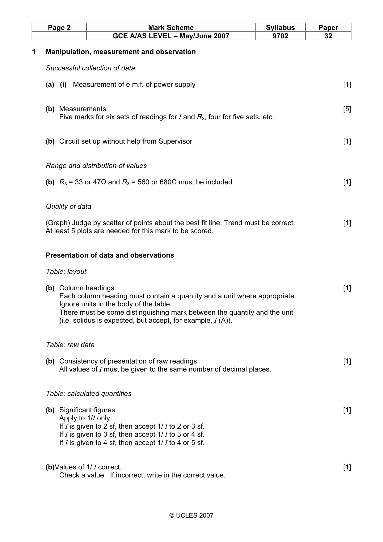 Mark scheme, page 2 of 5