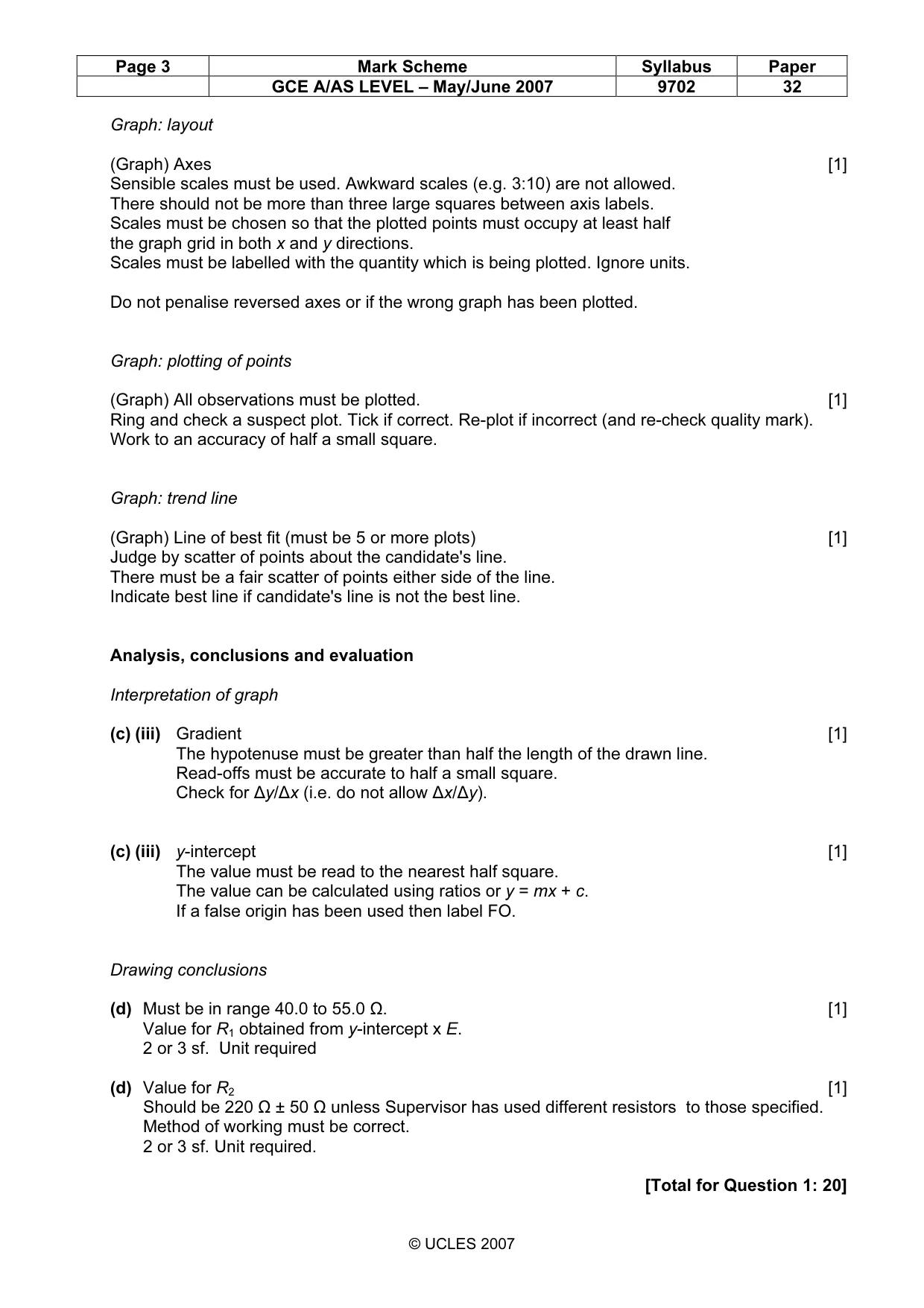 Mark scheme, page 3 of 5