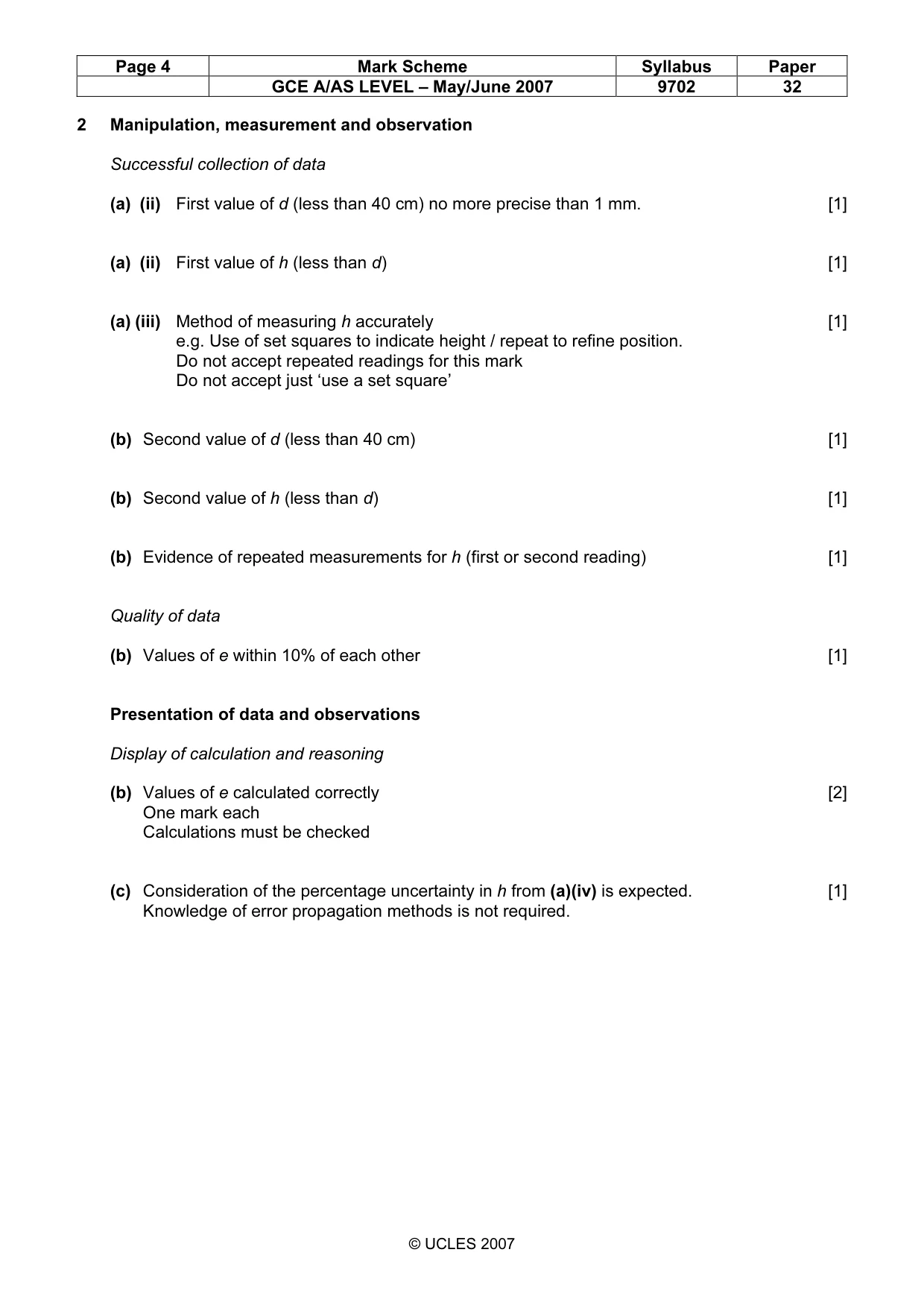 Mark scheme, page 4 of 5