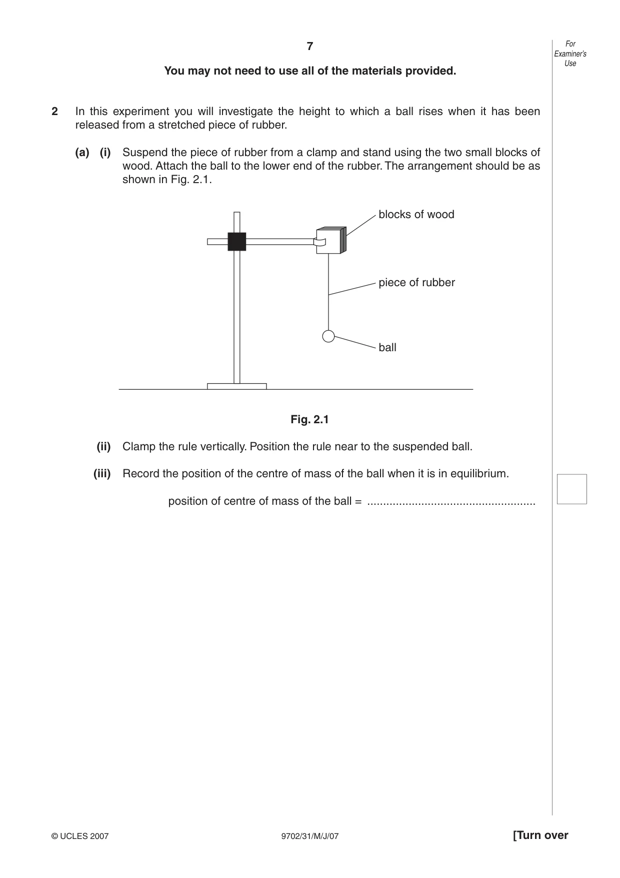 Cambridge A Level Physics 9702 2007 May/June Paper 3 · Variant 1 question paper, page 7 of 12