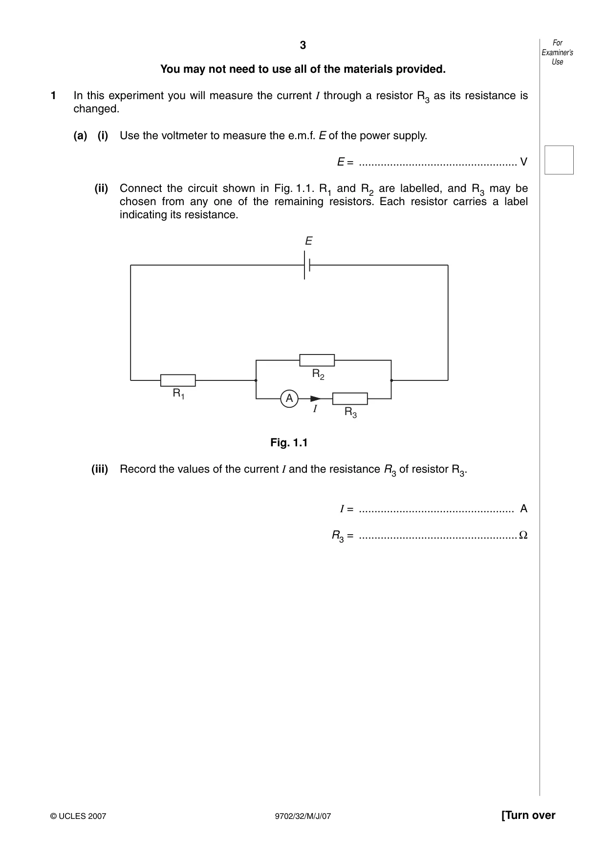 Cambridge A Level Physics 9702 2007 May/June Paper 3 · Variant 2 question paper, page 3 of 12
