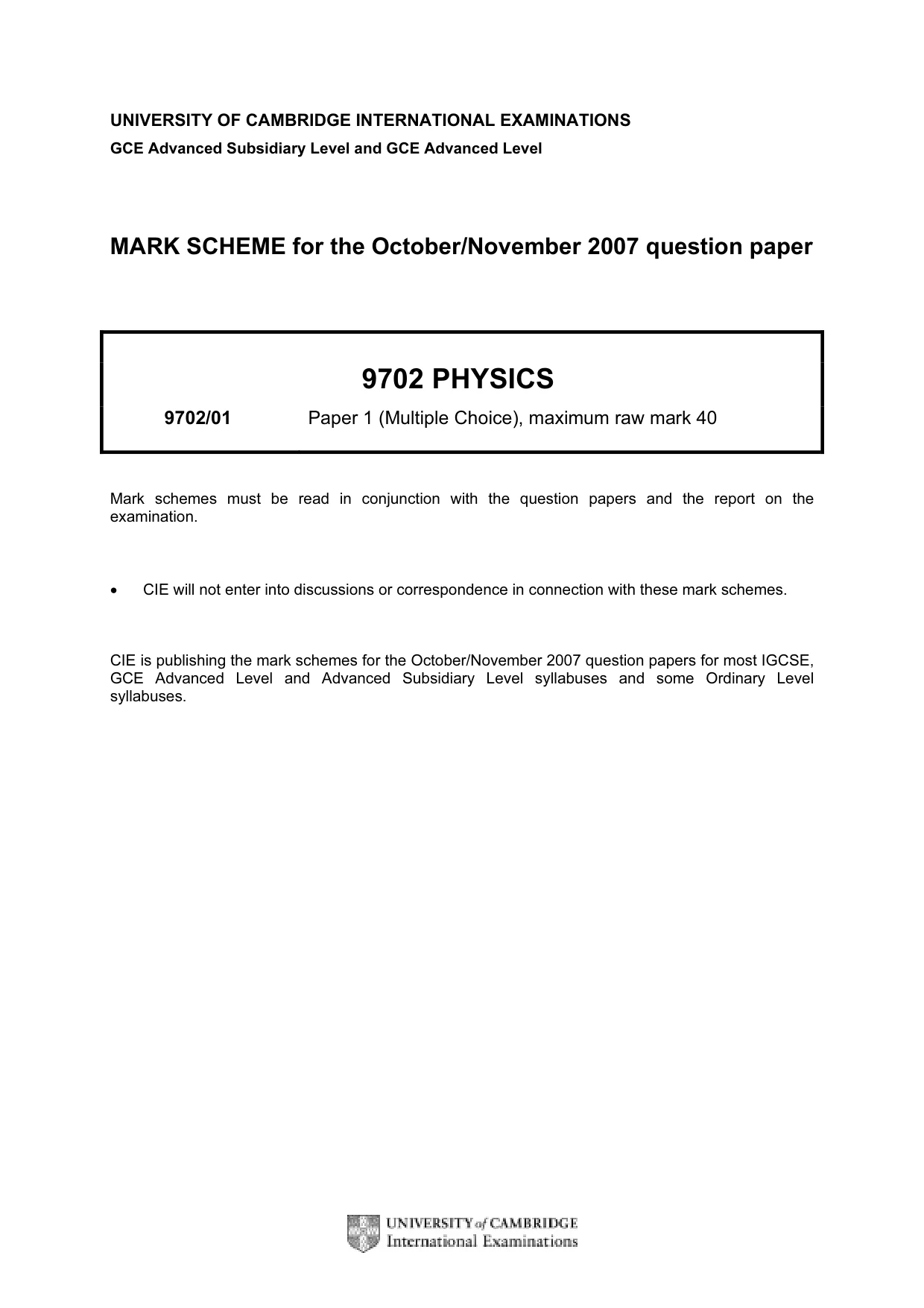 Mark scheme, page 1 of 2