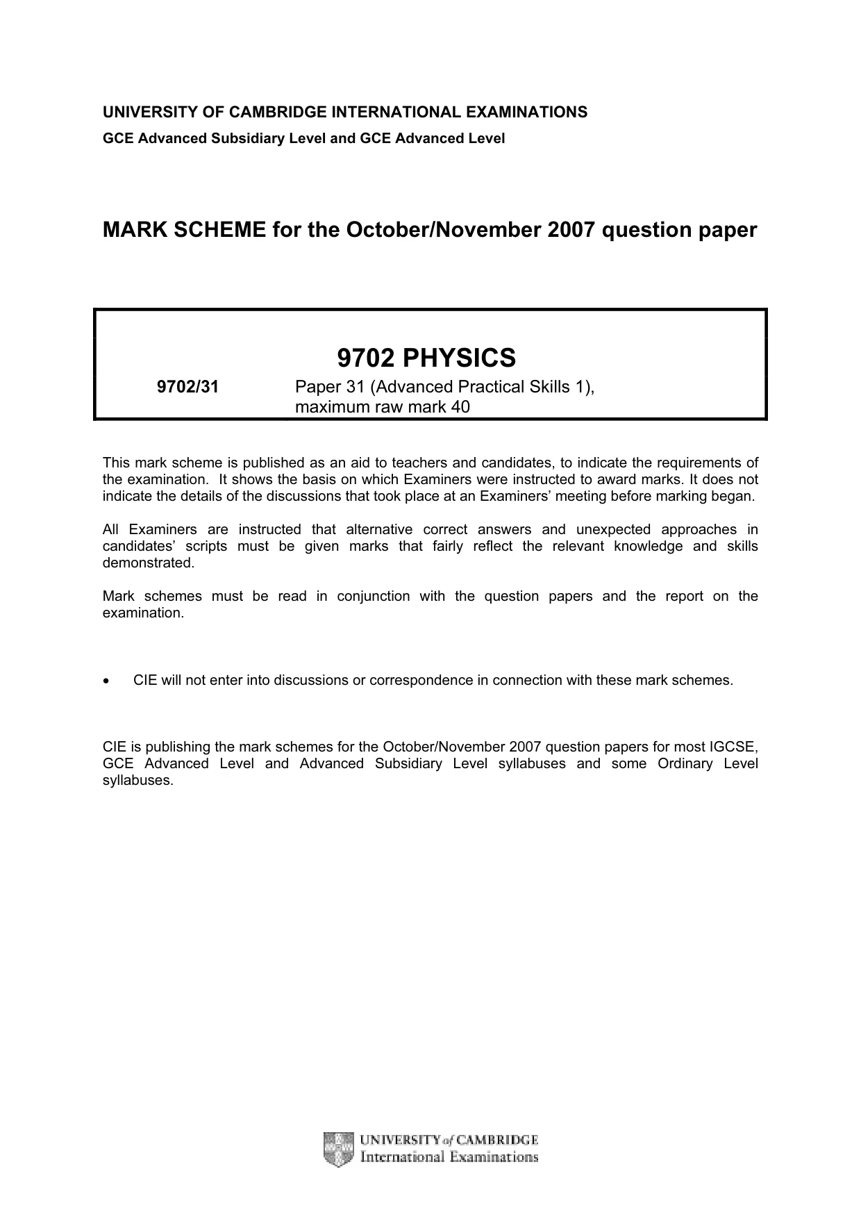 Mark scheme, page 1 of 5