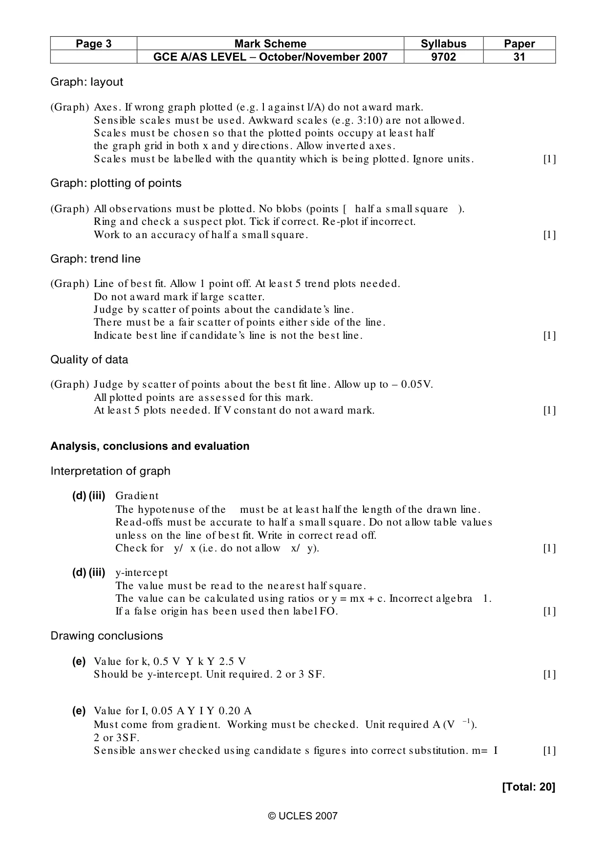 Mark scheme, page 3 of 5