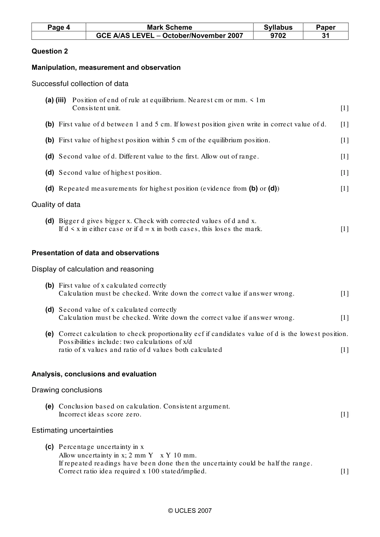 Mark scheme, page 4 of 5