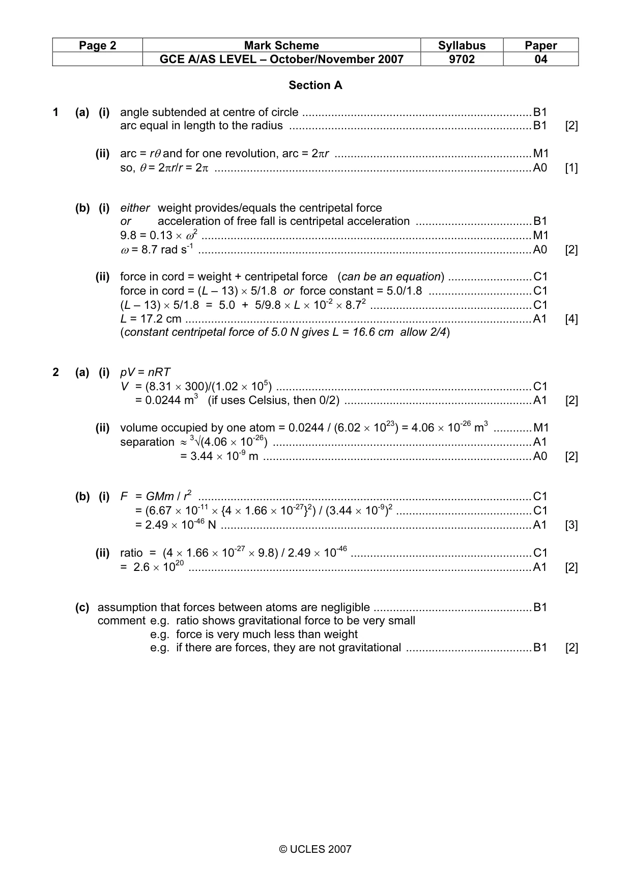 Mark scheme, page 2 of 7