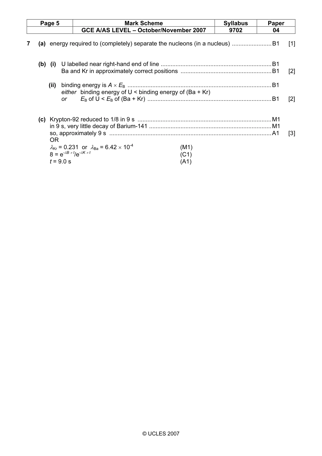 Mark scheme, page 5 of 7