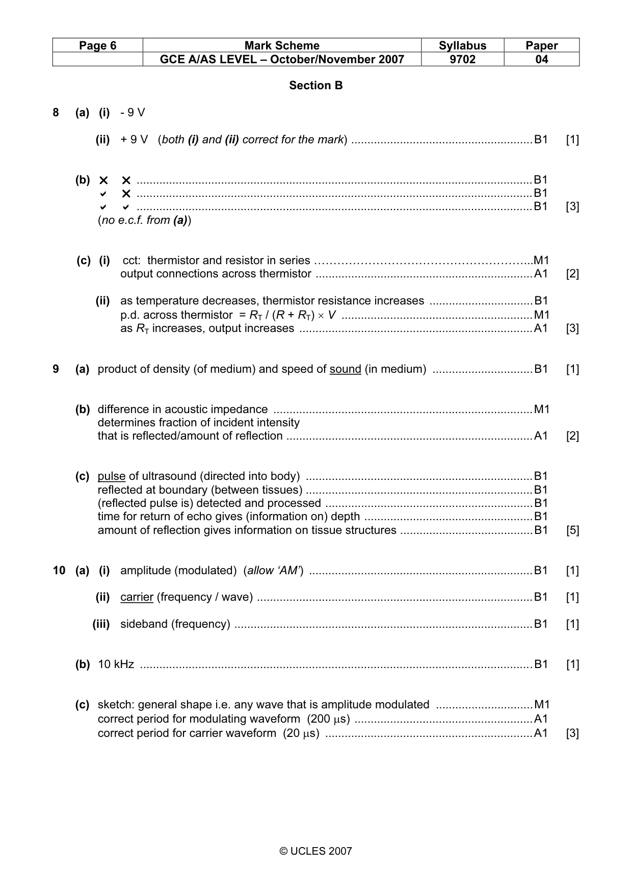 Mark scheme, page 6 of 7