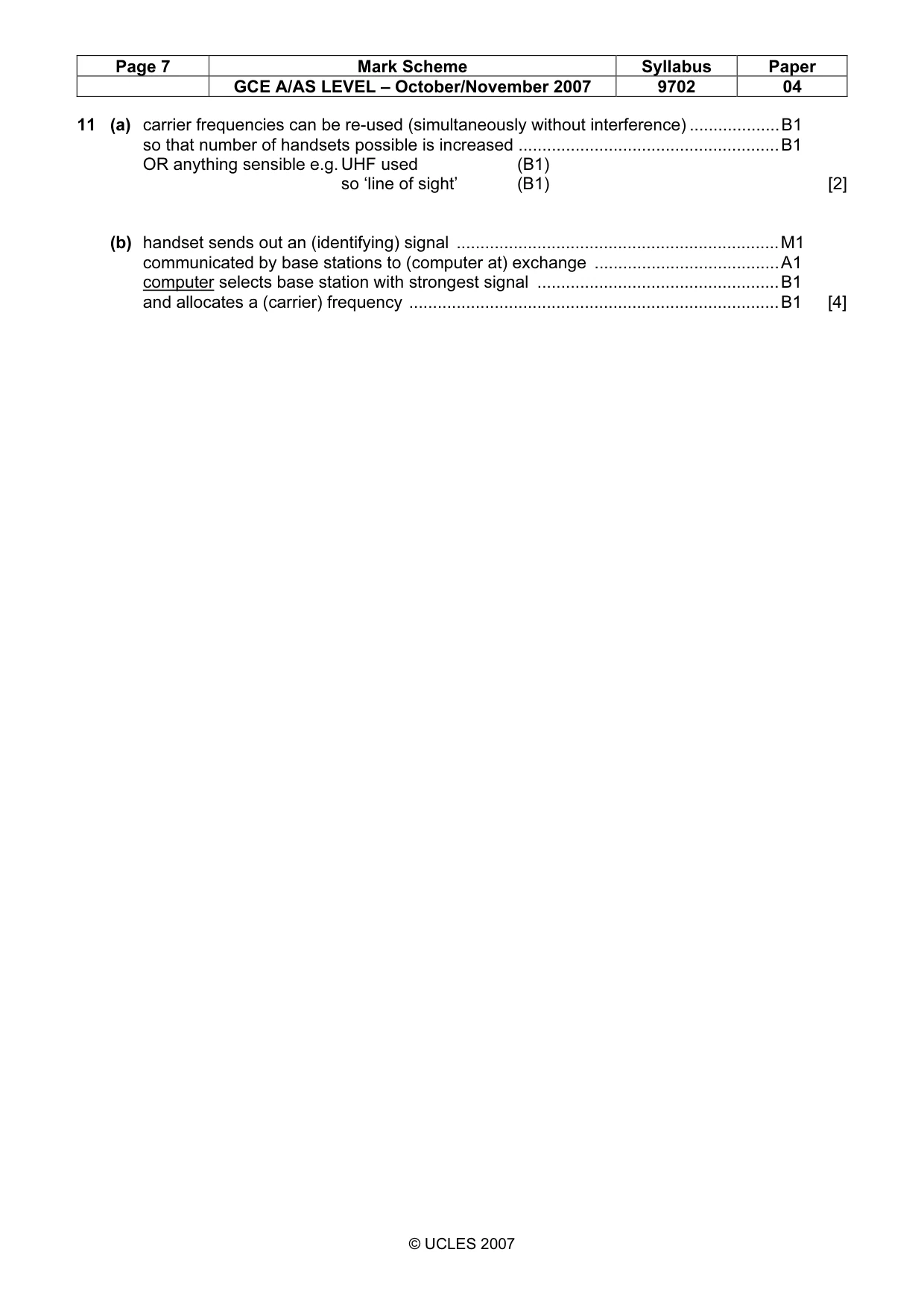 Mark scheme, page 7 of 7