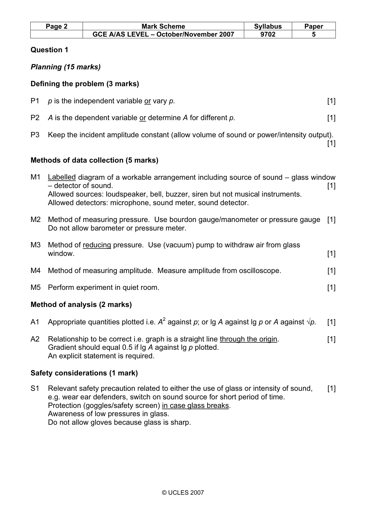 Mark scheme, page 2 of 5