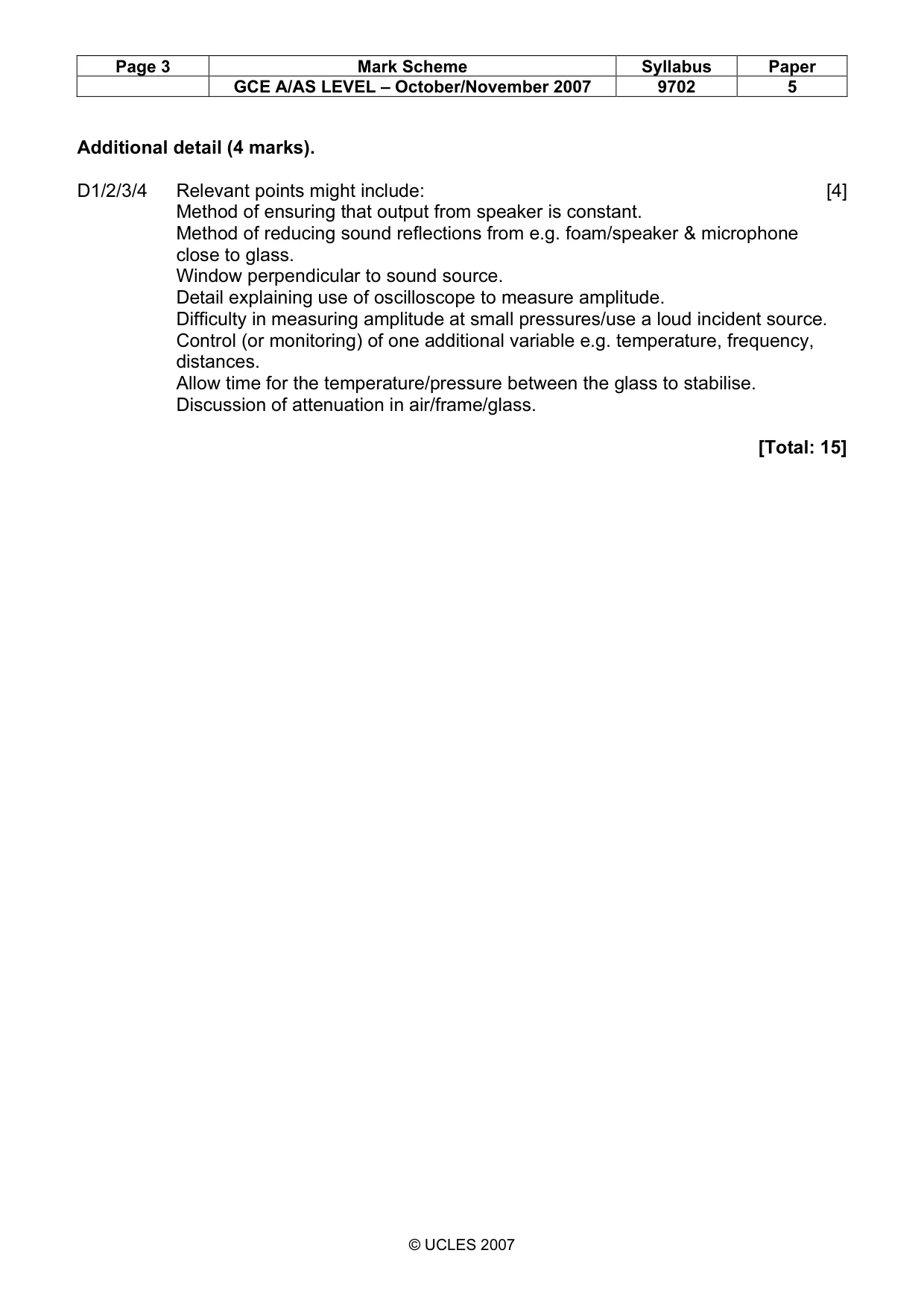 Mark scheme, page 3 of 5