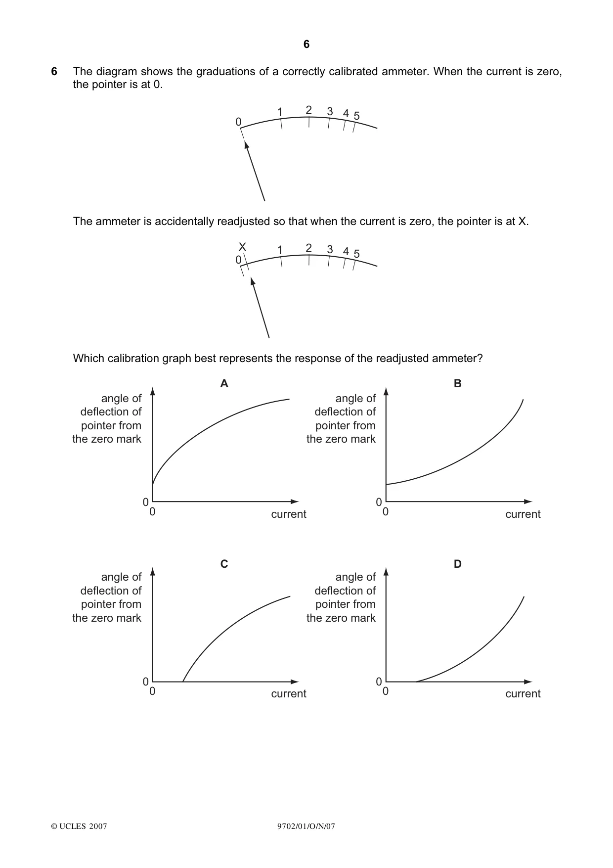 Cambridge A Level Physics 9702 2007 Oct/Nov Paper 1 · Variant 1 question paper, page 6 of 20