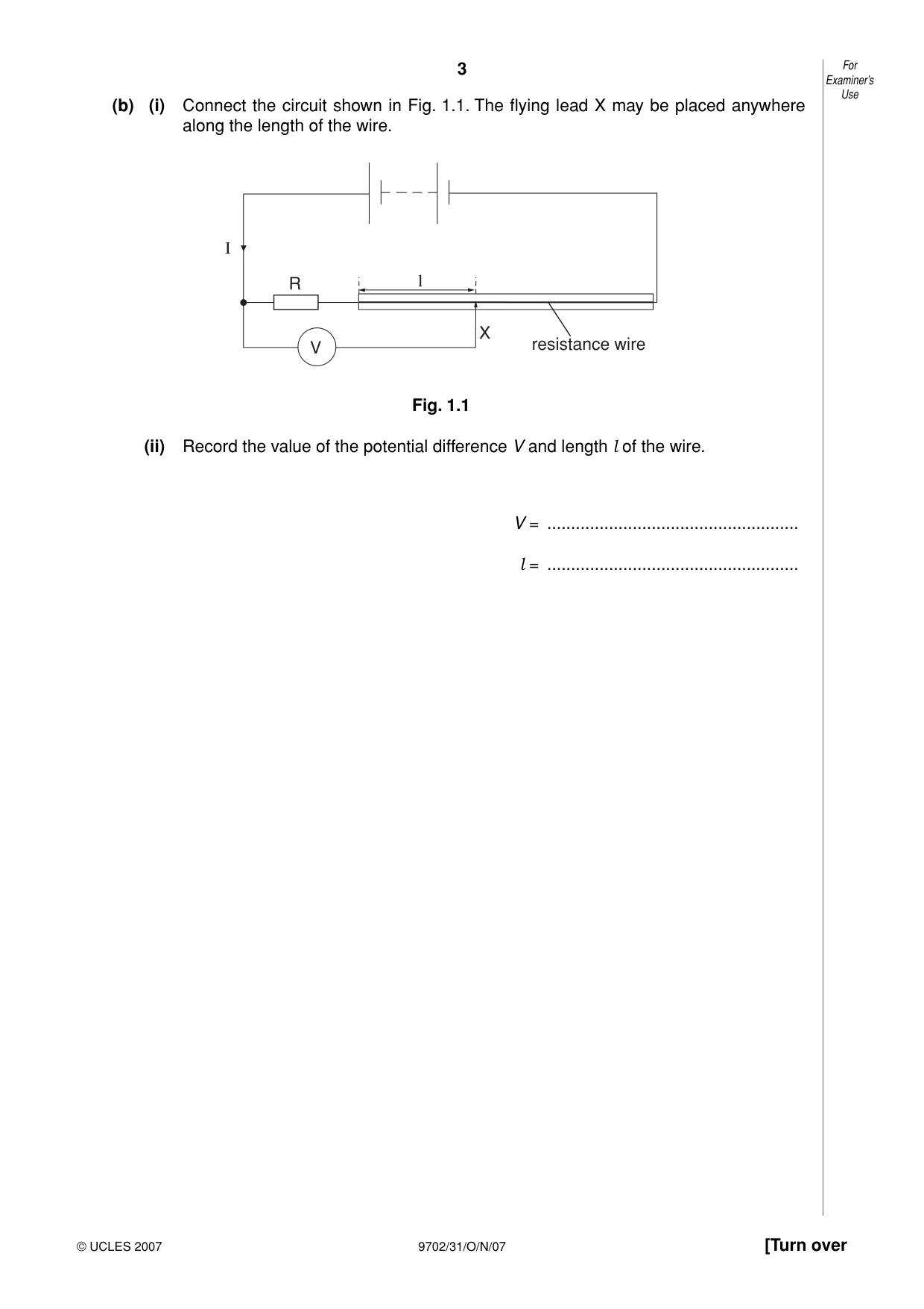 Cambridge A Level Physics 9702 2007 Oct/Nov Paper 3 · Variant 1 question paper, page 3 of 12