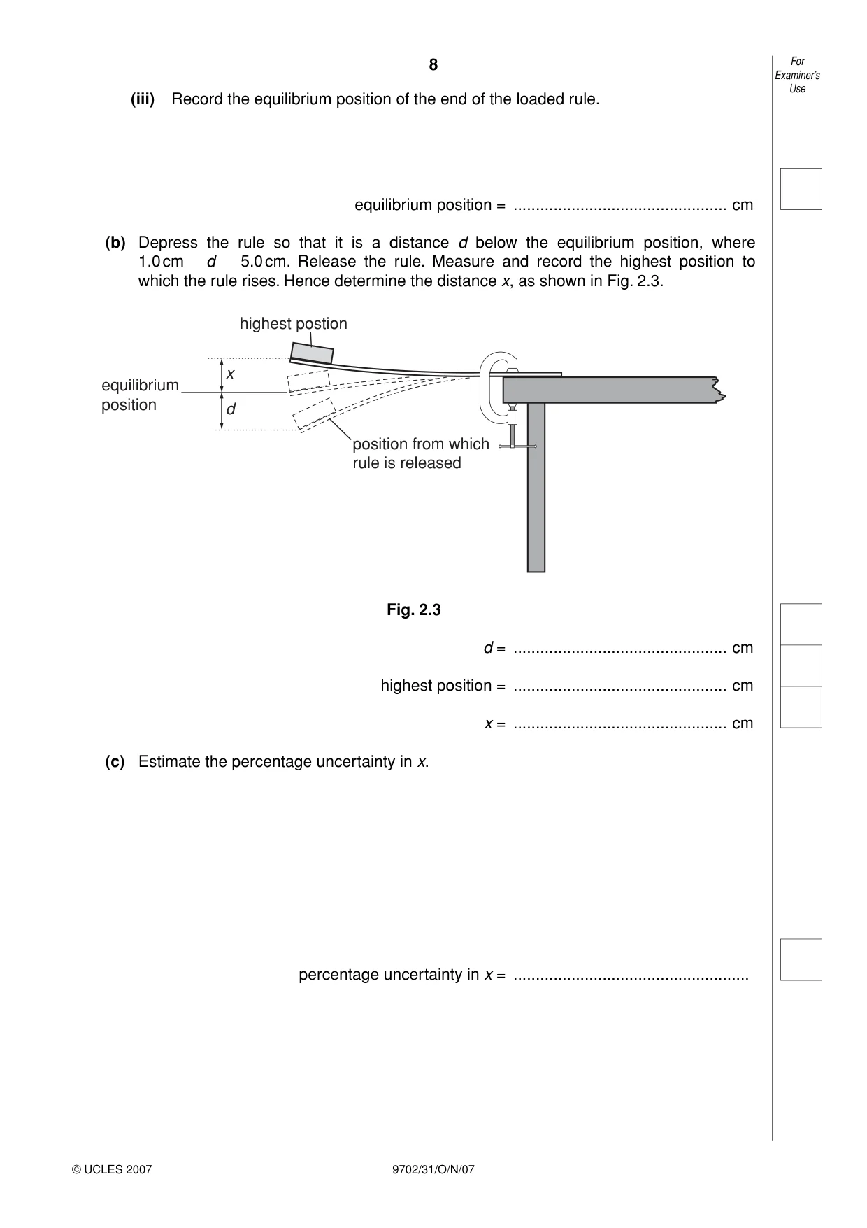Cambridge A Level Physics 9702 2007 Oct/Nov Paper 3 · Variant 1 question paper, page 8 of 12