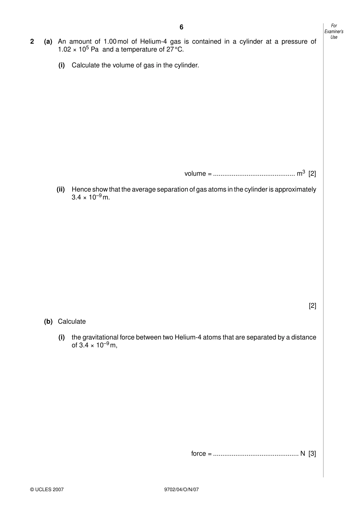 Cambridge A Level Physics 9702 2007 Oct/Nov Paper 4 · Variant 1 question paper, page 6 of 24
