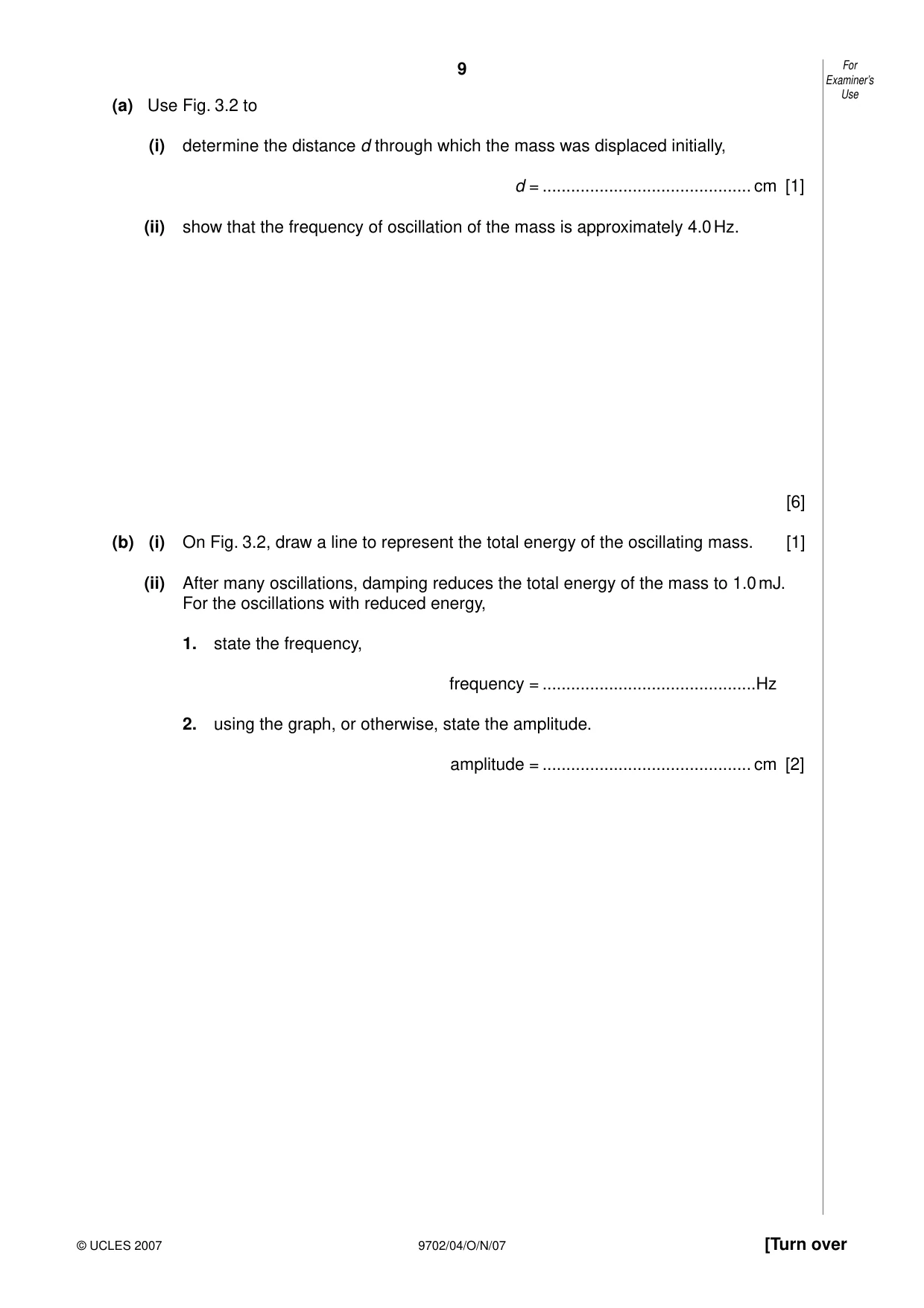 Cambridge A Level Physics 9702 2007 Oct/Nov Paper 4 · Variant 1 question paper, page 9 of 24