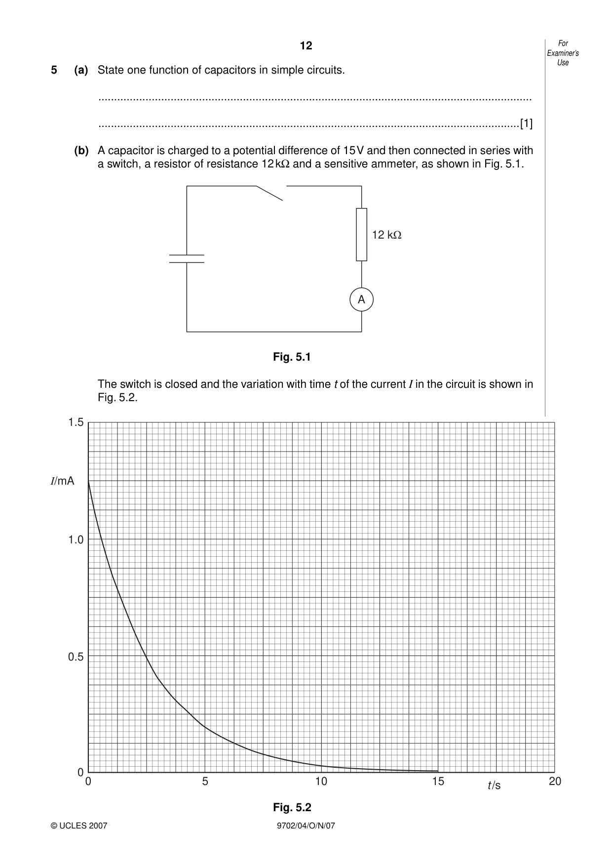 Cambridge A Level Physics 9702 2007 Oct/Nov Paper 4 · Variant 1 question paper, page 12 of 24