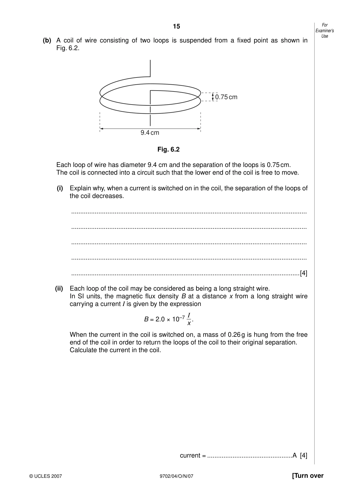 Cambridge A Level Physics 9702 2007 Oct/Nov Paper 4 · Variant 1 question paper, page 15 of 24