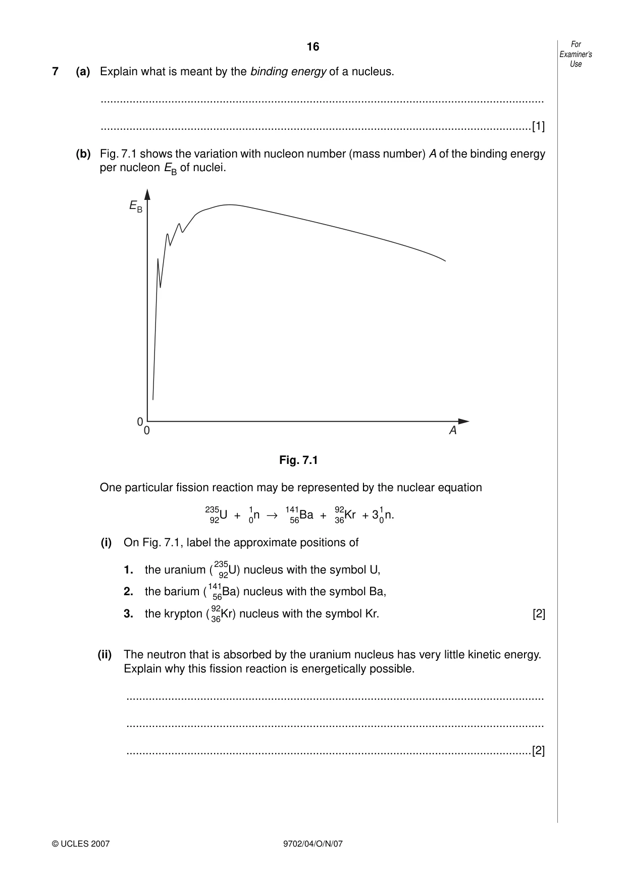 Cambridge A Level Physics 9702 2007 Oct/Nov Paper 4 · Variant 1 question paper, page 16 of 24