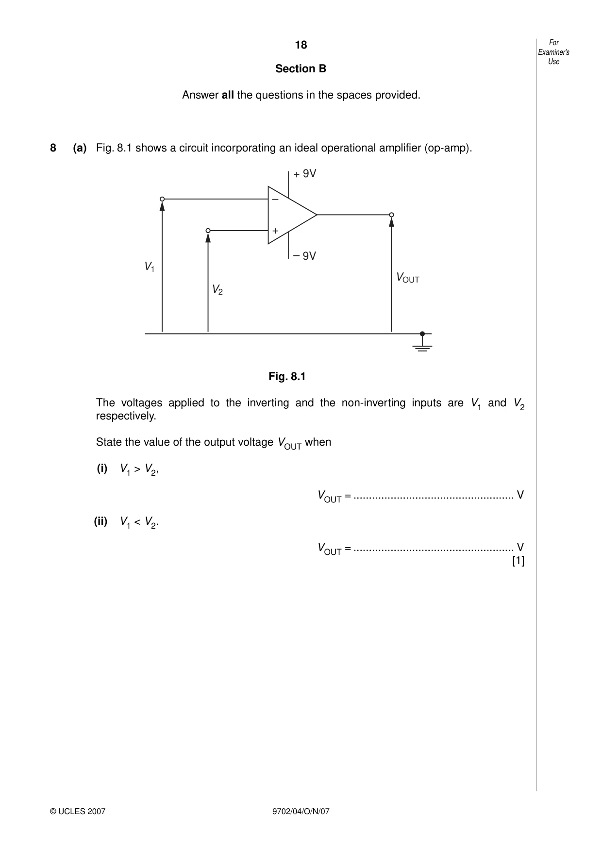 Cambridge A Level Physics 9702 2007 Oct/Nov Paper 4 · Variant 1 question paper, page 18 of 24