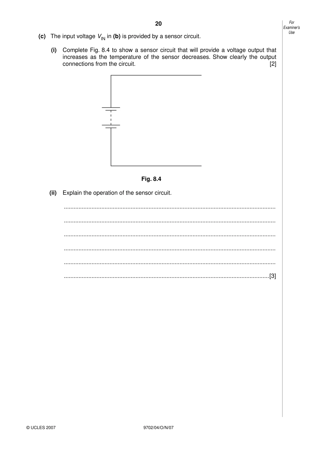 Cambridge A Level Physics 9702 2007 Oct/Nov Paper 4 · Variant 1 question paper, page 20 of 24