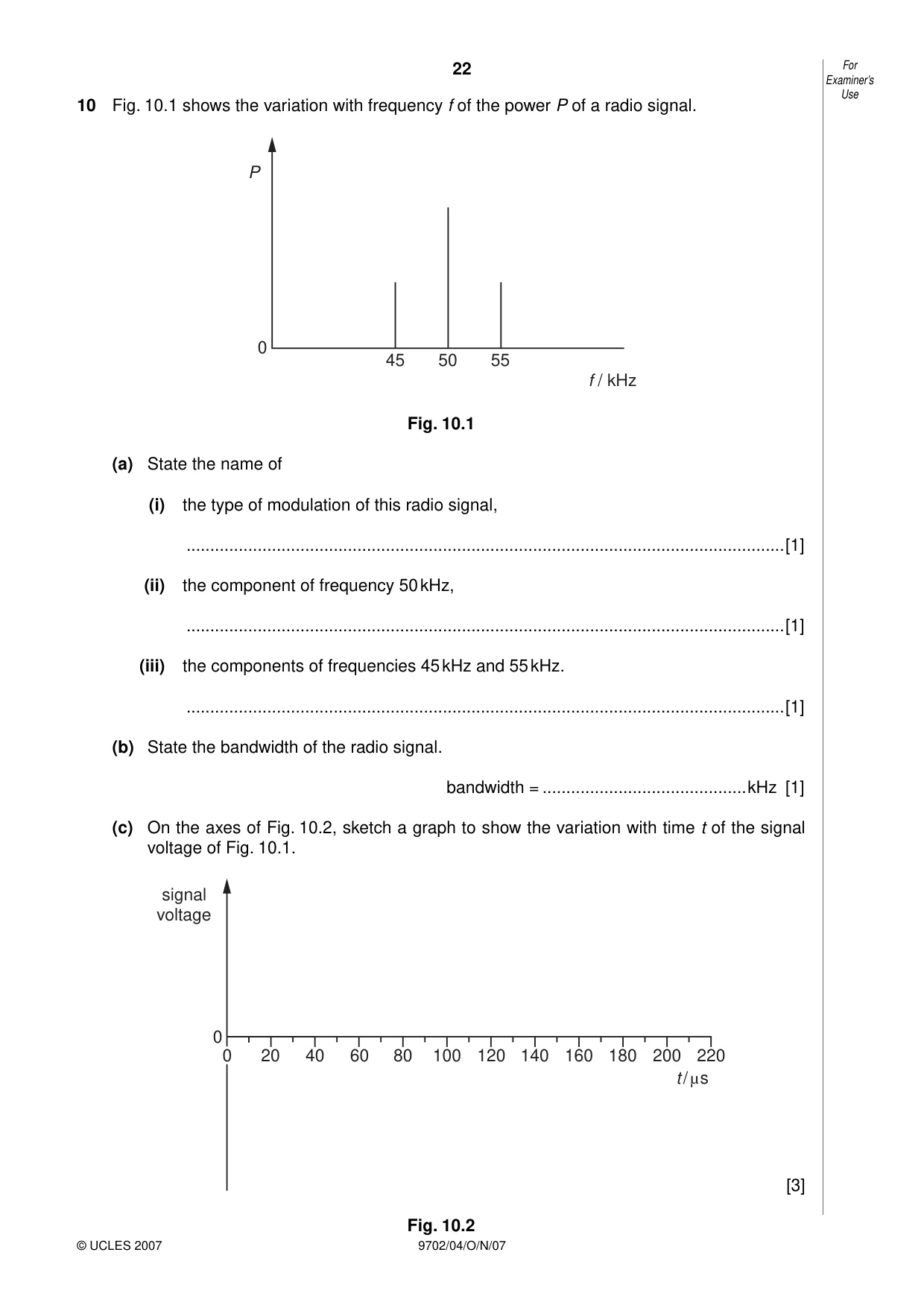 Cambridge A Level Physics 9702 2007 Oct/Nov Paper 4 · Variant 1 question paper, page 22 of 24