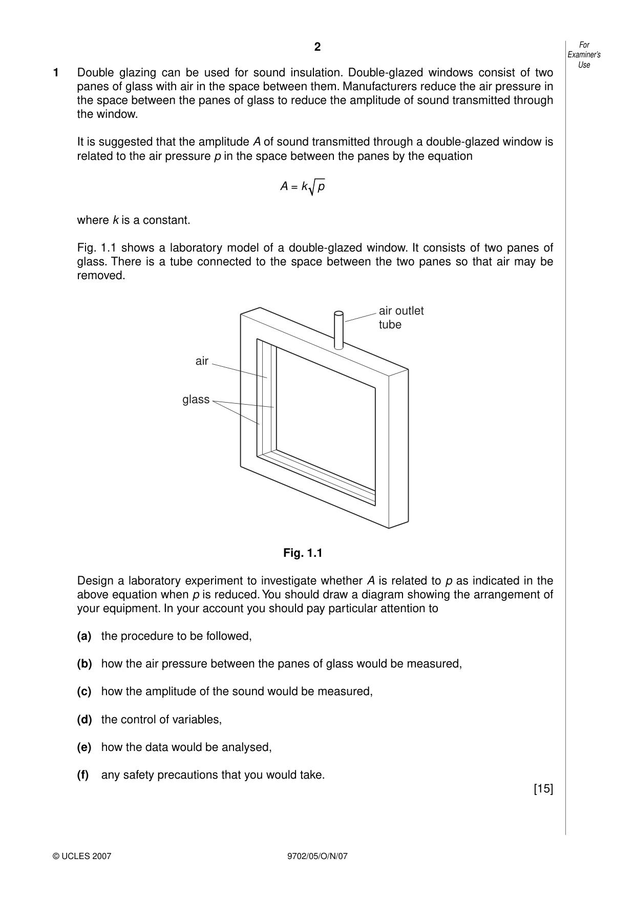 Cambridge A Level Physics 9702 2007 Oct/Nov Paper 5 · Variant 1 question paper, page 2 of 8
